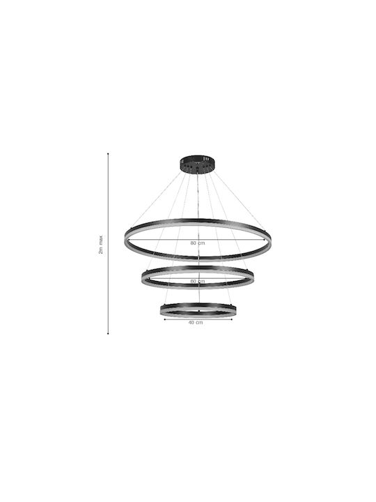 InLight Κρεμαστό φωτιστικό LED 100W 3CCT (by switch on base) 6095-A-Black - second view